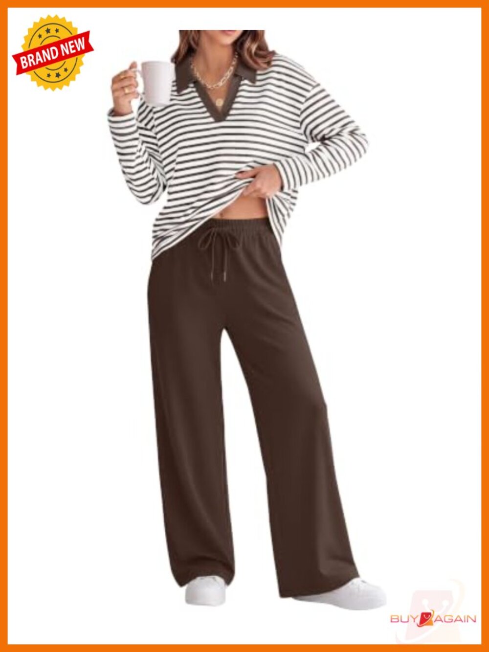 Striped Lounge Pajama Set 2 Piece Long Sleeve Wide Leg Pants with Pockets